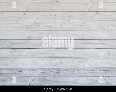 white painted wooden planks board full frame background and texture Stock Photo