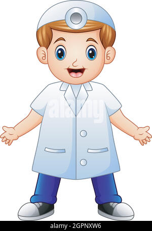 Smiling dentist cartoon isolated on white background Stock Vector