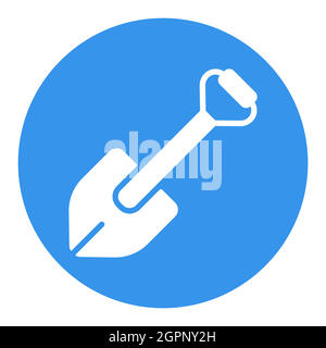 Camping shovel for expedition flat white glyph icon vector Stock Vector