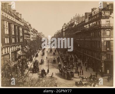 Montmartre, 1870. [Boulevard in Paris]. Albumen print.