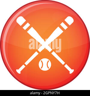 Baseball bat and ball icon, flat style Stock Vector