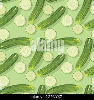 Fresh cucumbers pattern Stock Vector