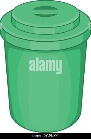 Green plastic cup icon, cartoon style Stock Vector