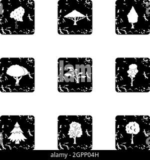 Woody plants icons set, grunge style Stock Vector Image & Art - Alamy