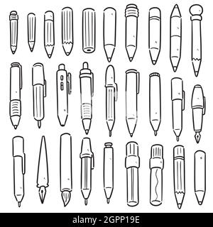 vector set of pen and pencil Stock Vector