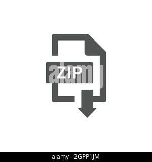 Zip file download with arrow button Stock Vector