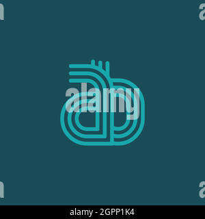 AB or BA minimal creative logo with negative space effect Stock Vector
