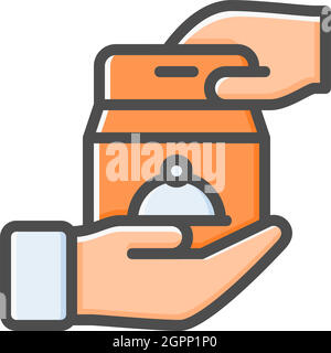 Delivered icon design outline color style Stock Vector