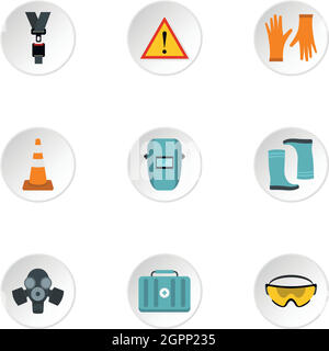 Construction icons set, flat style Stock Vector