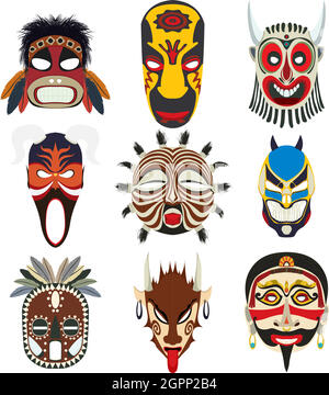 Tribal masks set Stock Vector
