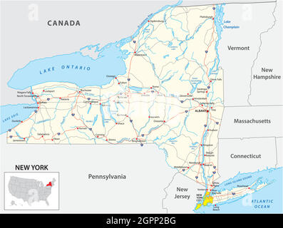 road map of the US American State of New York Stock Vector