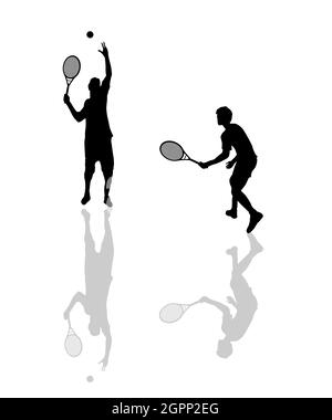 Tennis players silhouettes Stock Vector