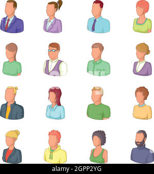 Different people icons set, cartoon style Stock Vector