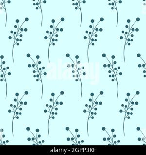Branches with berries seamless symmetrical pattern. Stock Vector
