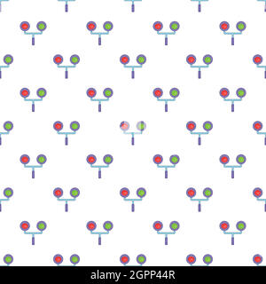 Traffic light for trains pattern, cartoon style Stock Vector