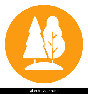 Deciduous and conifer forest vector flat white glyph icon Stock Vector