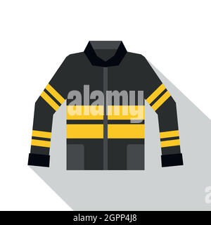 Black and yellow firefighter jacket icon Stock Vector