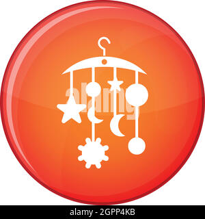 Baby bed carousel icon, flat style Stock Vector