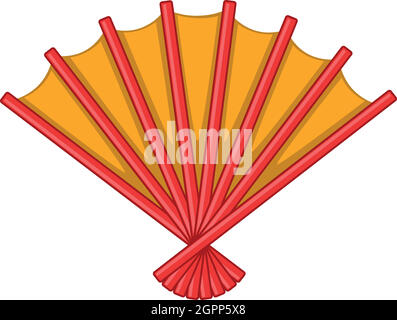 Japanese folding fan icon, cartoon style Stock Vector