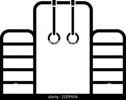 Horizontal bar with climbing rings and ladder icon Stock Vector