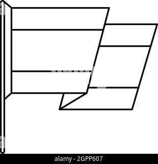 Spain flag - thin black vector outline wireframe isolated on white ...