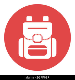 Camping backpack vector white glyph icon. Camping sign Stock Vector