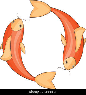 Koi carps icon, cartoon style Stock Vector