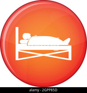 Patient in bed in hospital icon, flat style Stock Vector