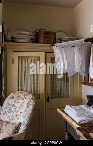 Dischcloths drying in kitchen of Benedict's B&B, St Leonards-on-Sea Stock Photo