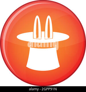 Rabbit ears appearing from a top magic hat icon Stock Vector