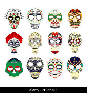 Day of the dead skulls set Stock Vector