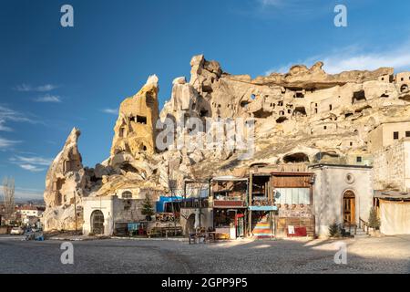 Turkey, Cappadocia, Cavusin, St. John the Baptist Church in rock formations Stock Photo