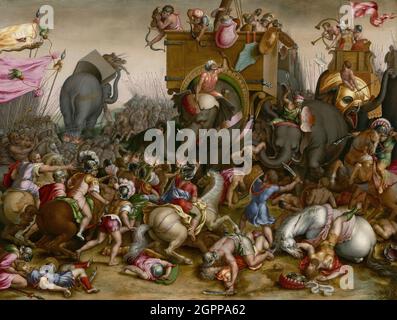 The Battle of Zama, after 1567. [The Battle of Zama was fought in 202 BC near Zama, (in present-day Tunisia). The Carthaginians led by Hannibal were defeated by the Roman army under Publius Cornelius Scipio]. Stock Photo