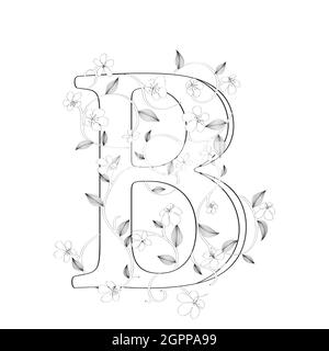 Letter B floral sketch Stock Vector