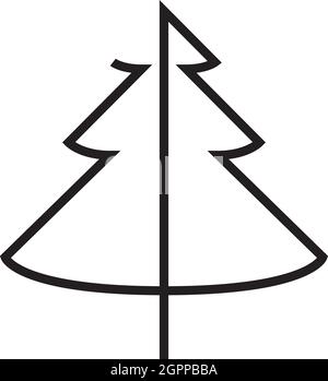 Continuous line drawing of pine. Fir-tree. Black isolated on white background. Hand drawn christmas tree  vector illustration Stock Vector