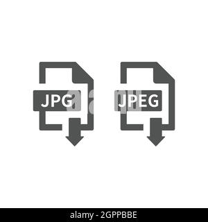 Jpeg and jpg file download black vector icon Stock Vector