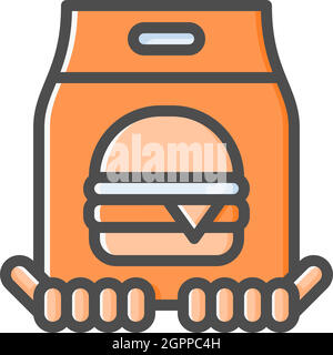 Food package icon design outline color style Stock Vector