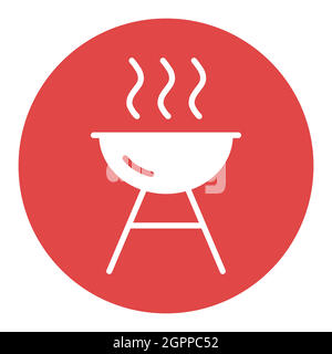 Grill BBQ cookout vector flat isolated white glyph icon Stock Vector