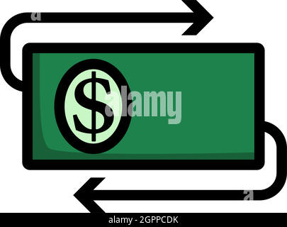 Cash Back Dollar Banknote Icon Stock Vector