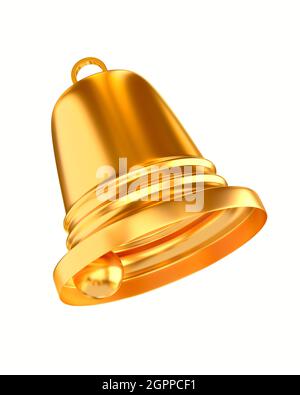 golden bell on white background. Isolated 3D illustration Stock Photo