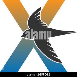 Letter X logo with swift bird icon design vector Stock Vector