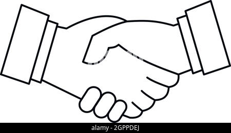 Handshake icon, outline style Stock Vector