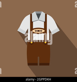 Traditional Bavarian men suit icon, flat style Stock Vector