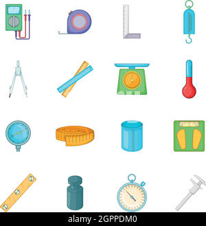 Measure tools icons set, cartoon style Stock Vector