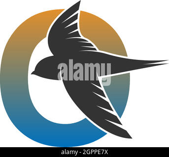 Letter O logo with swift bird icon design vector Stock Vector