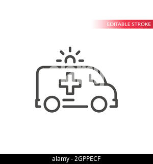 Ambulance with siren line vector icon Stock Vector