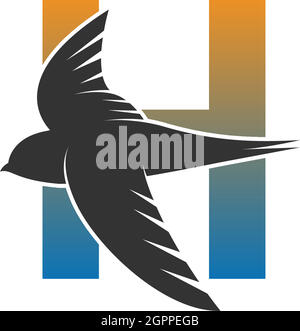 Letter H logo with swift bird icon design vector Stock Vector