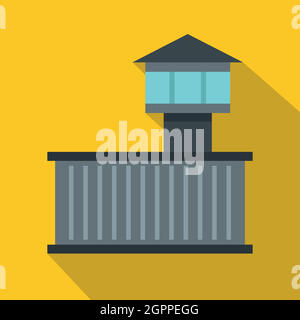 Prison tower icon, flat style Stock Vector