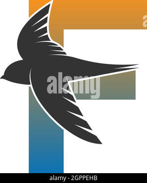 Letter F logo with swift bird icon design vector Stock Vector