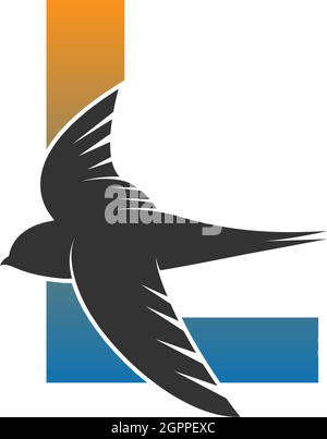 Letter L logo with swift bird icon design vector Stock Vector